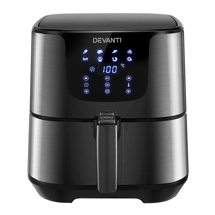 Devanti Air Fryer 7L LCD Fryers Black - Flavour Fushion Cooking Shop