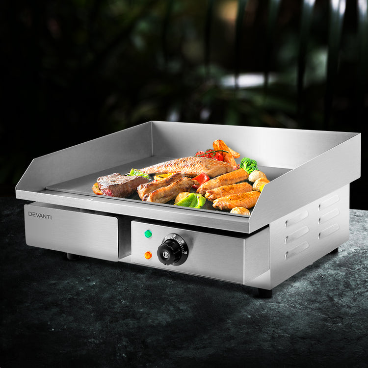 Devanti Commercial Electric Griddle 55cm BBQ Grill Plate 3000W - Flavour Fushion Cooking Shop