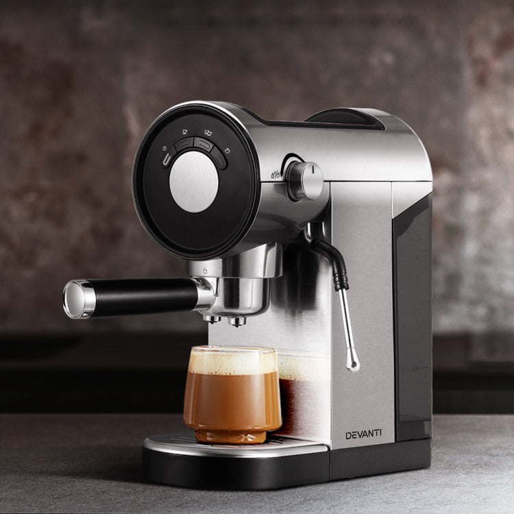 Devanti 20 Bar Coffee Machine Espresso Cafe Maker - Flavour Fushion Cooking Shop