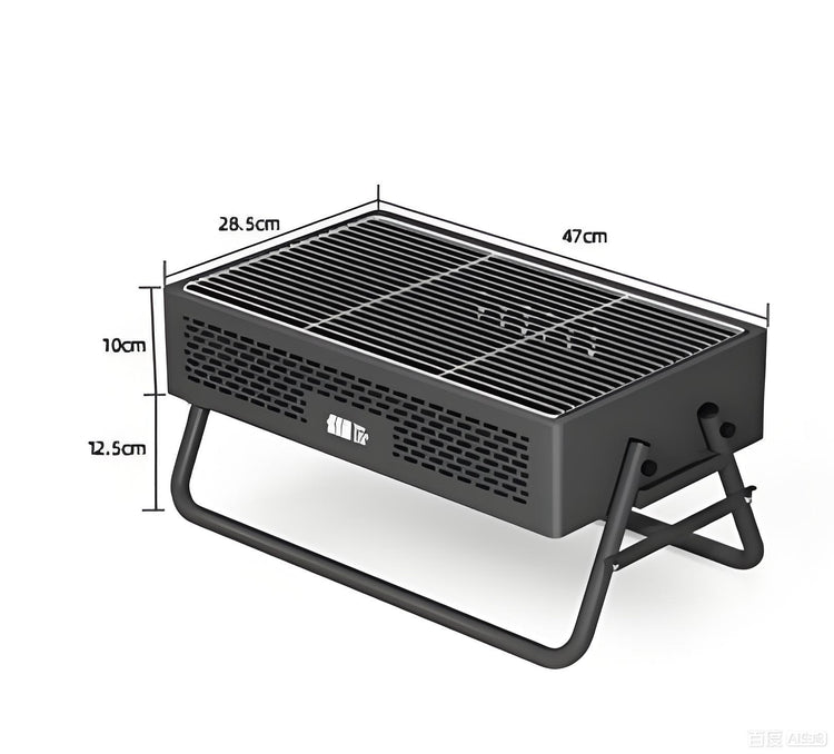 Portable Charcoal Grill with Foldable Compact Outdoor BBQ for Camping, Picnics & Backyard Gatherings (Gray) - Flavour Fushion Cooking Shop