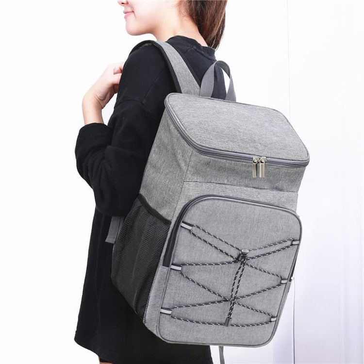 Insulated Backpack Cooler Bag Large Capacity Waterproof for Picnic Camping Lunch Grill, Gray - Flavour Fushion Cooking Shop