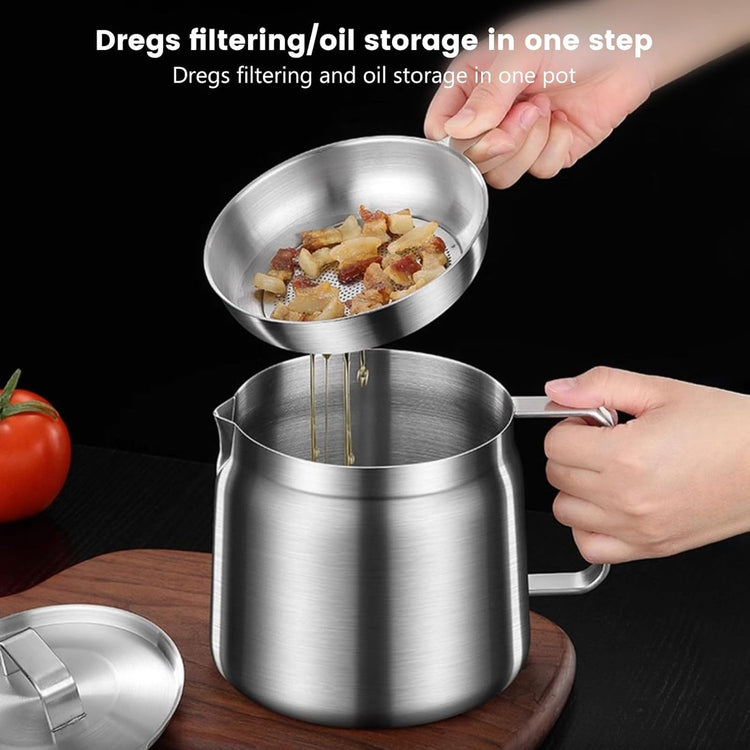 Stainless Steel Deep Fryer - 2 L - Filter Jug - Separates grease residues - Flavour Fushion Cooking Shop