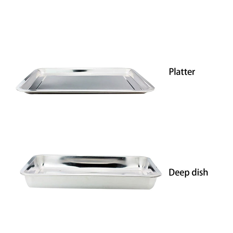 Stainless Steel Roasting, Pan Non-Stick Big Roaster Pan for Grilling or Drip Pan Silver - Flavour Fushion Cooking Shop