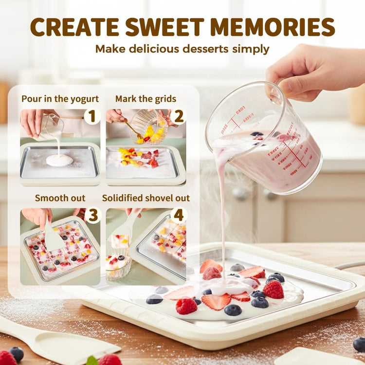 Rolled Ice Cream Maker Kit, 2026 New Stainless Steel Freeze Plate (White) - Flavour Fushion Cooking Shop