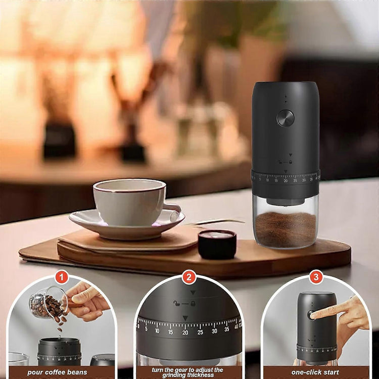 Electric Coffee Grinder - Rechargeable Coffee Mill, Compact Grinder for Office & Travel - Flavour Fushion Cooking Shop