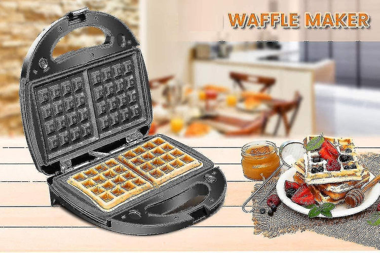 Waffle & Sandwich Maker - 2-in-1 Waffle Iron Panini Press Toaster Breakfast Machine - Flavour Fushion Cooking Shop