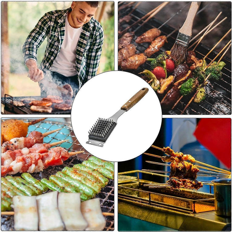Triple Grill Cleaning Brush with Scraper, BBQ Tool - Flavour Fushion Cooking Shop