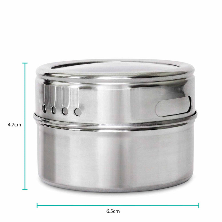 12 Magnetic Spice Jar Tins and Steel Plate - 150g Seasoning Storage Containers - Flavour Fushion Cooking Shop