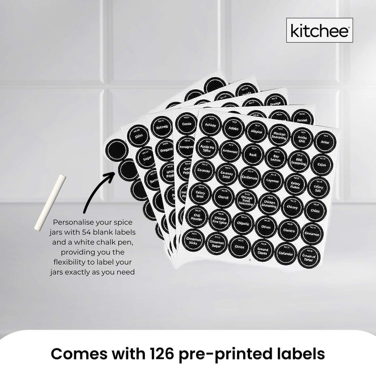 4 Tier Metal Spice Rack + 28 Glass Jars - Kitchen Pantry Herb Storage Organiser - Flavour Fushion Cooking Shop