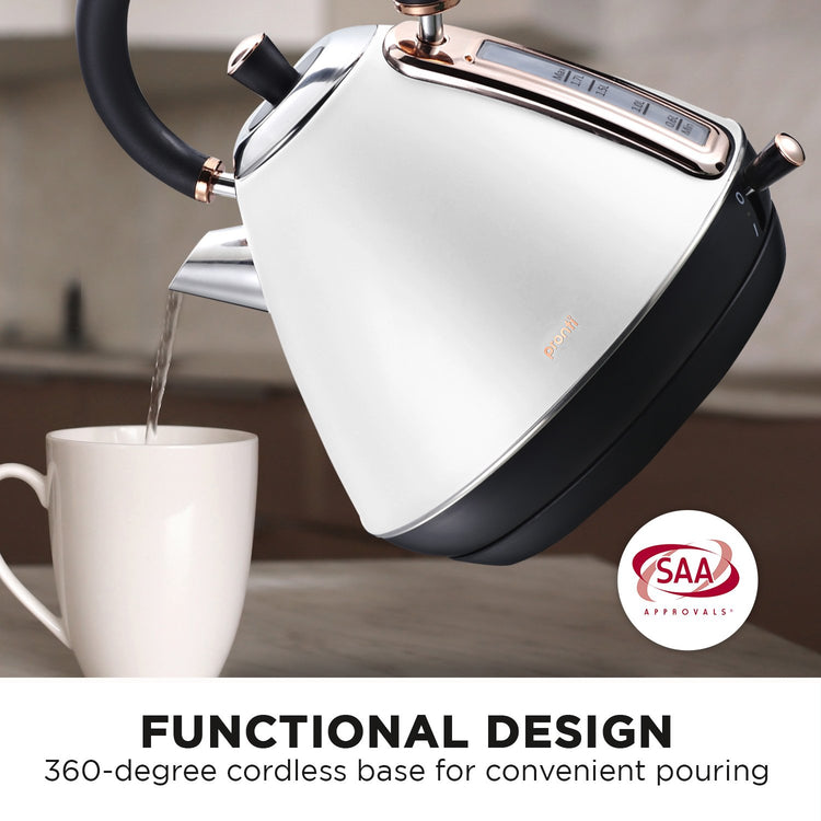 Pronti Rose Trim Collection Toaster & Kettle Bundle - White - Flavour Fushion Cooking Shop