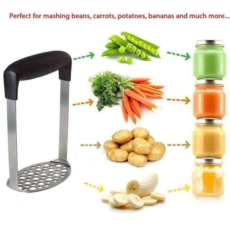 Potato Masher Vegetable Tool Stainless Steel Heat Kitchen Resistant Press Rice A - Flavour Fushion Cooking Shop