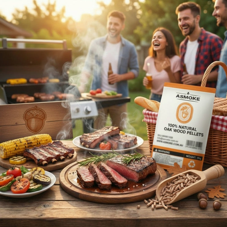 ASMOKE 100% Natural Premium Oak Wood BBQ Pellets for Smoker & Grill (9kg / 20lbs) - Flavour Fushion Cooking Shop