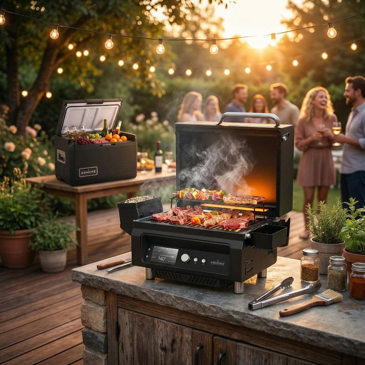 ASMOKE Essential Portable Wood Pellet Grill & Smart Smoker with 47L Premium Mini Fridge Bundle - Flavour Fushion Cooking Shop