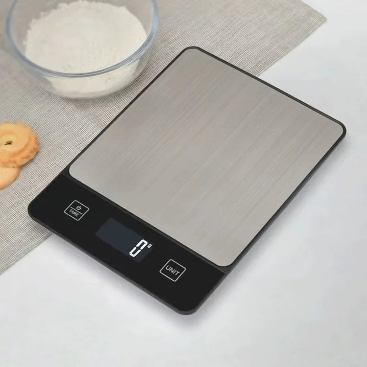 Black Digital Kitchen Scale - Stainless Steel Food Scale for Baking & Cooking (10kg/1g)