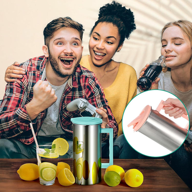 Green 1.8L Stainless Steel Cold Water Pitcher – Large Capacity Jug for Coffee, Juice - Flavour Fushion Cooking Shop