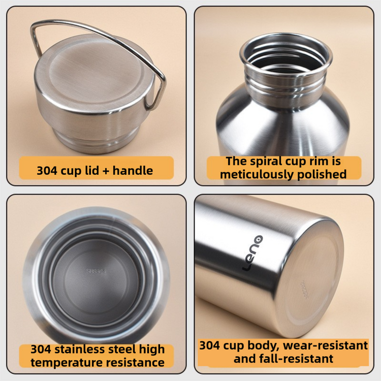 2L Large Capacity Outdoor Sports Adventure Water Bottle - Food-Grade 304 Stainless Steel - Flavour Fushion Cooking Shop