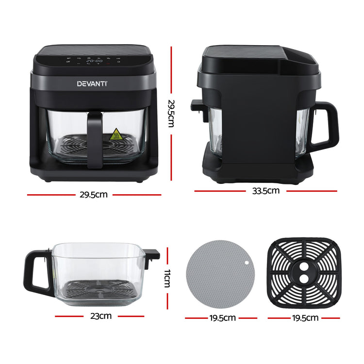 Devanti Air Fryer 5.5L Touch Control Electric Cooker 1200W Black - Flavour Fushion Cooking Shop