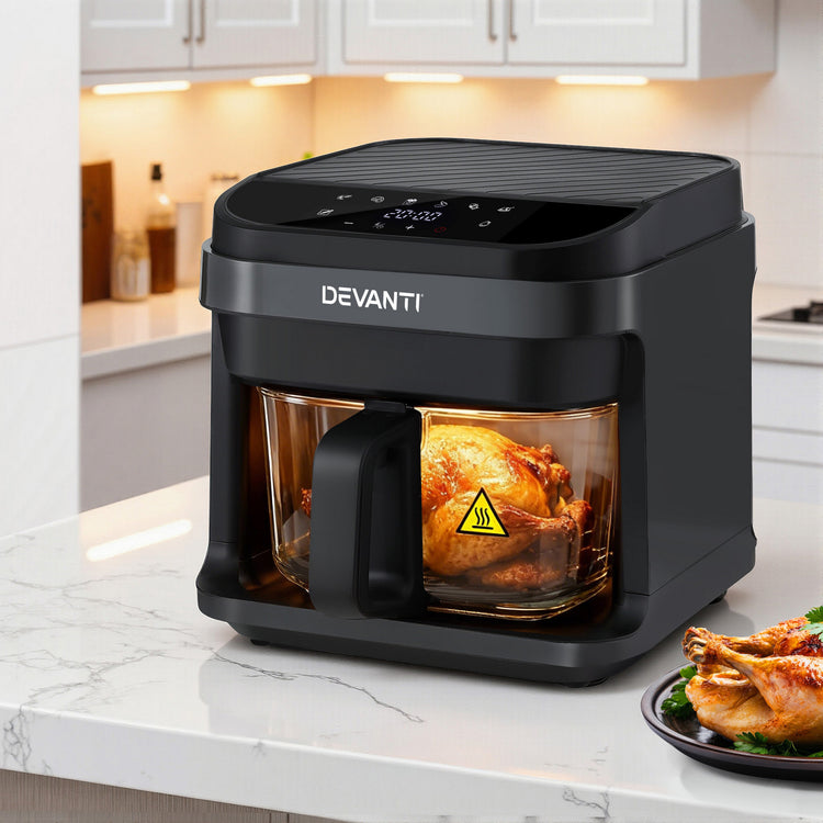 Devanti Air Fryer 5.5L Touch Control Electric Cooker 1200W Black - Flavour Fushion Cooking Shop