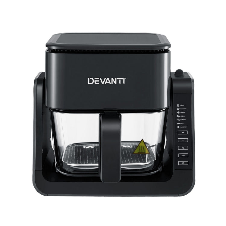Devanti 2-IN-1 Air Fryer 5.5L Dual Zone Fryers Electric Cooker with Top BBQ Grill & Bot - Flavour Fushion Cooking Shop