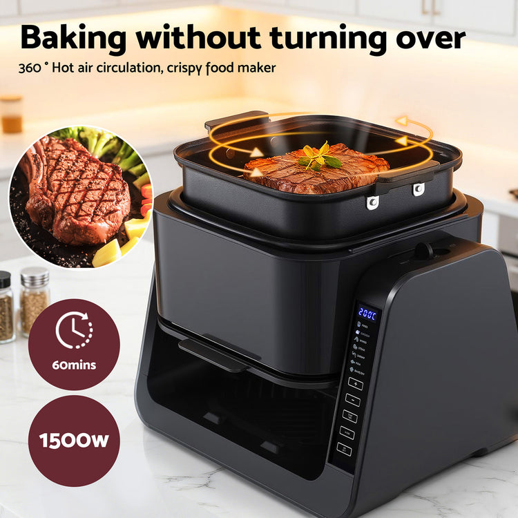 Devanti 2-IN-1 Air Fryer 5.5L Dual Zone Fryers Electric Cooker with Top BBQ Grill & Bot - Flavour Fushion Cooking Shop