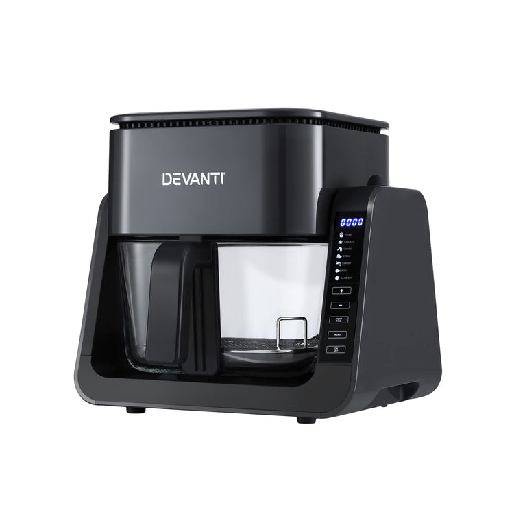 Devanti 2-IN-1 Air Fryer 5.5L Dual Zone Fryers Electric Cooker with Top BBQ Grill & Bot - Flavour Fushion Cooking Shop