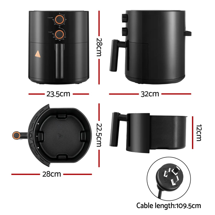 Devanti 4L Air Fryer Knob Control 1500W - Flavour Fushion Cooking Shop