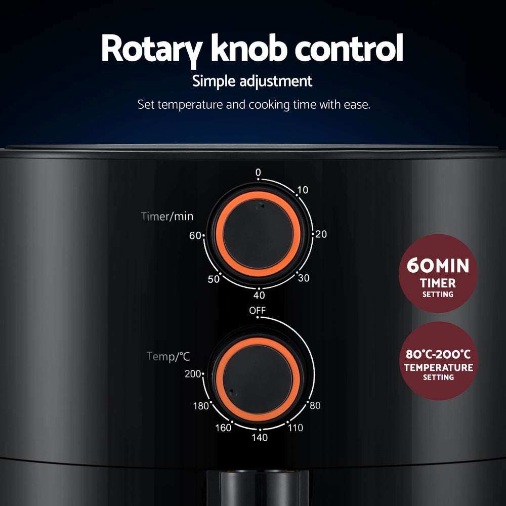 Devanti 4L Air Fryer Knob Control 1500W - Flavour Fushion Cooking Shop