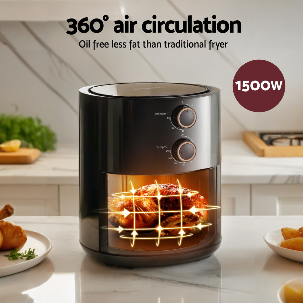 Devanti 4L Air Fryer Knob Control 1500W - Flavour Fushion Cooking Shop