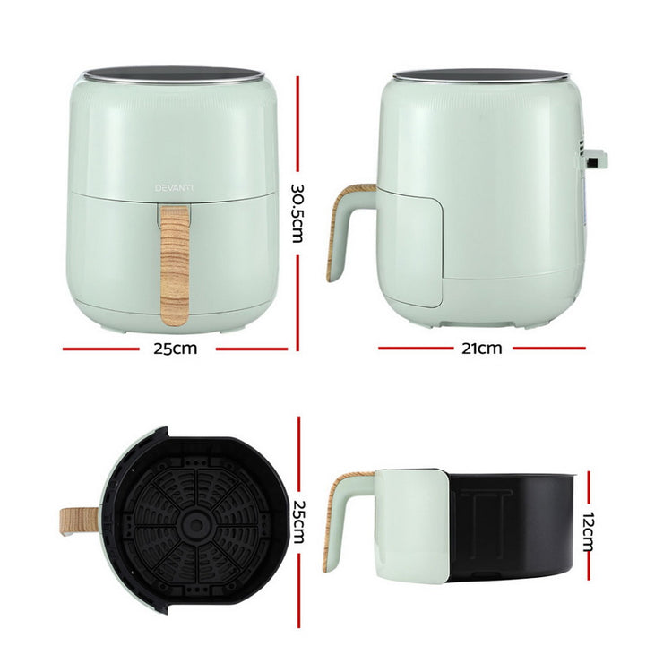 Devanti 5L Air Fryer Touch Control 1700W Green - Flavour Fushion Cooking Shop