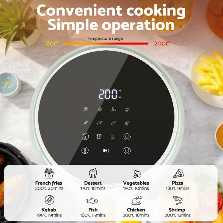 Devanti 5L Air Fryer Touch Control 1700W Green - Flavour Fushion Cooking Shop