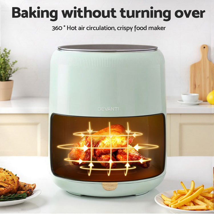 Devanti 5L Air Fryer Touch Control 1700W Green - Flavour Fushion Cooking Shop