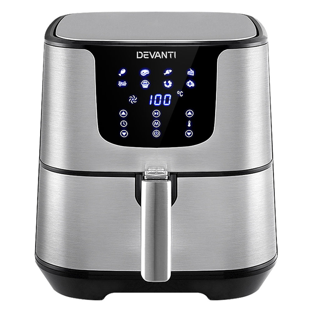 Devanti Air Fryer 7L LCD Fryers Stainless Steel - Flavour Fushion Cooking Shop