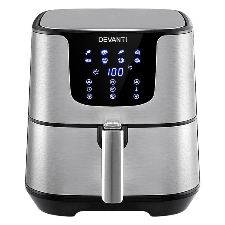 Devanti Air Fryer 7L LCD Fryers Stainless Steel - Flavour Fushion Cooking Shop