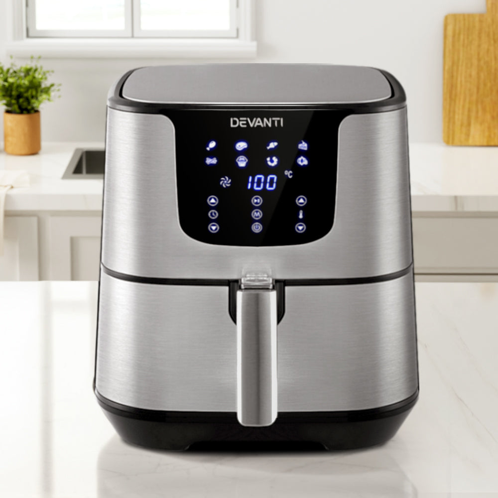Devanti Air Fryer 7L LCD Fryers Stainless Steel - Flavour Fushion Cooking Shop