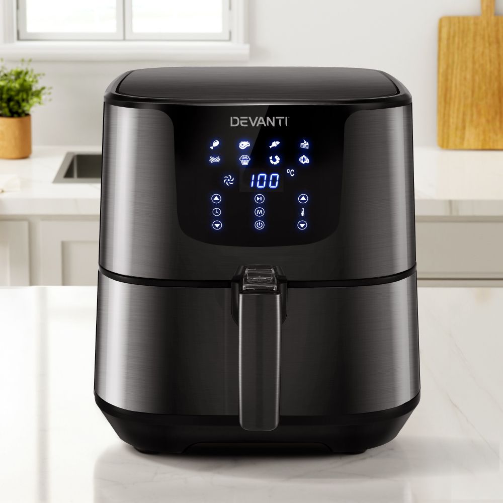 Devanti Air Fryer 7L LCD Fryers Black - Flavour Fushion Cooking Shop