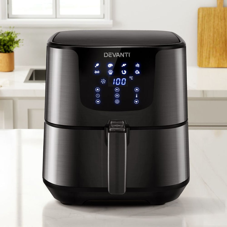 Devanti Air Fryer 7L LCD Fryers Black - Flavour Fushion Cooking Shop