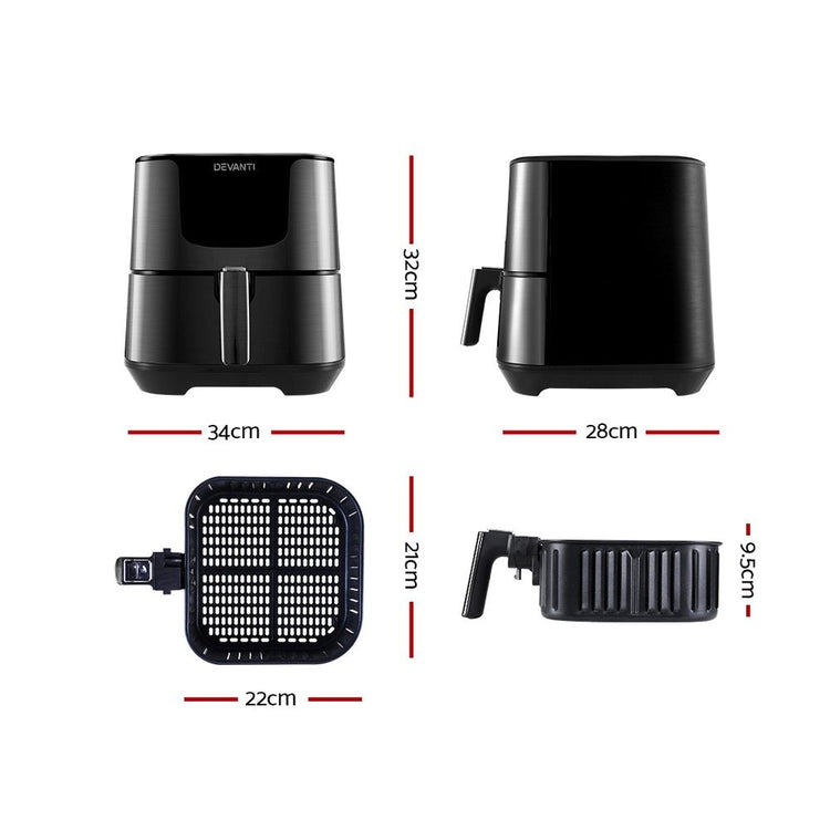 Devanti Air Fryer 7L LCD Fryers Black - Flavour Fushion Cooking Shop
