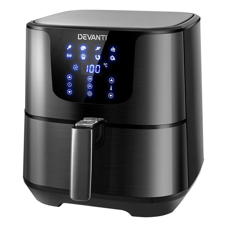 Devanti Air Fryer 7L LCD Fryers Black - Flavour Fushion Cooking Shop