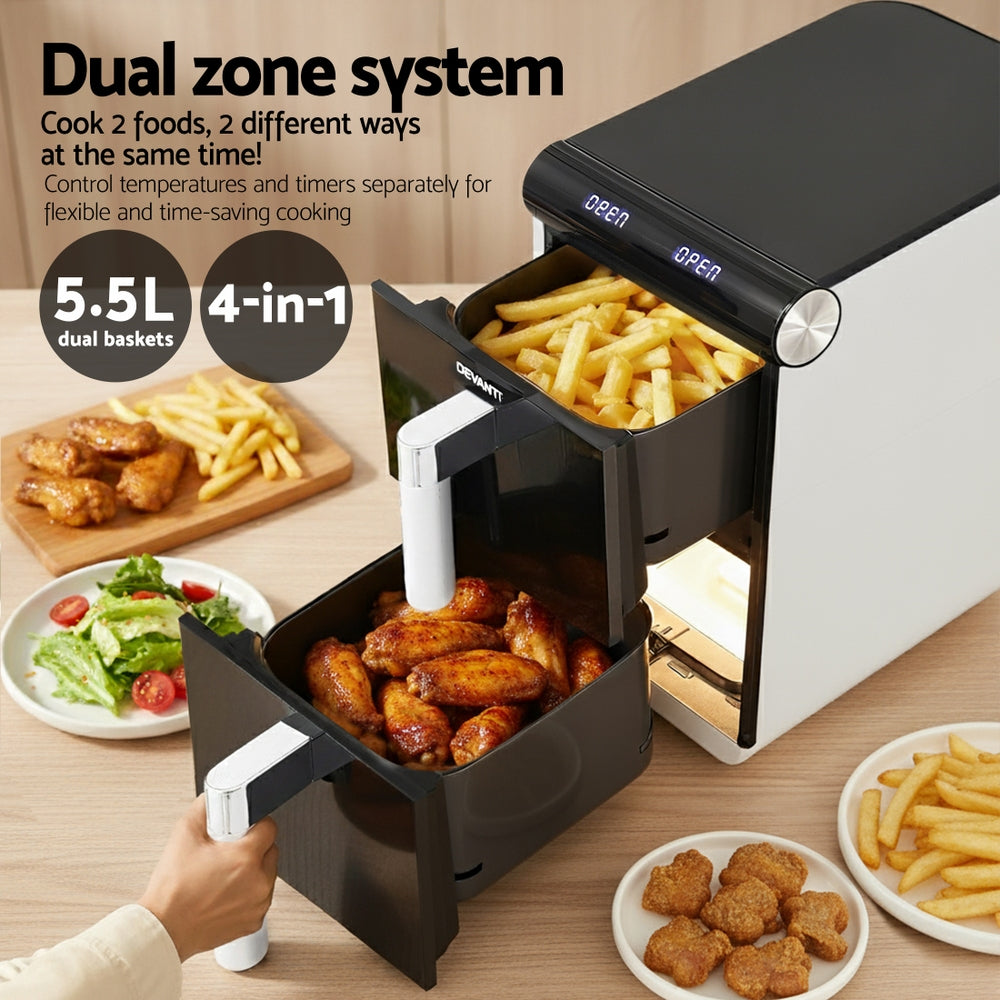 Devanti Air Fryer Oven 11L Dual Zone Fryers - Flavour Fushion Cooking Shop