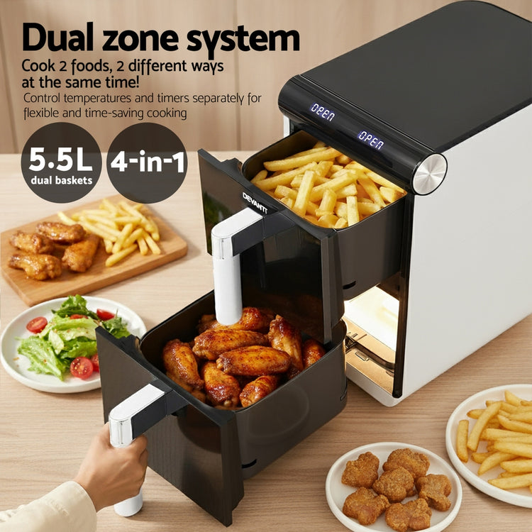 Devanti Air Fryer Oven 11L Dual Zone Fryers - Flavour Fushion Cooking Shop