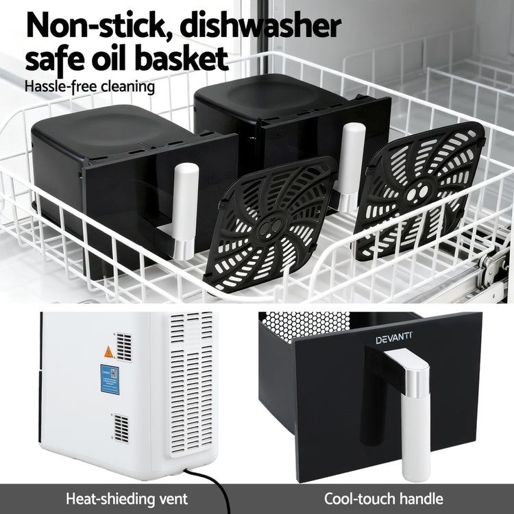 Devanti Air Fryer Oven 11L Dual Zone Fryers - Flavour Fushion Cooking Shop