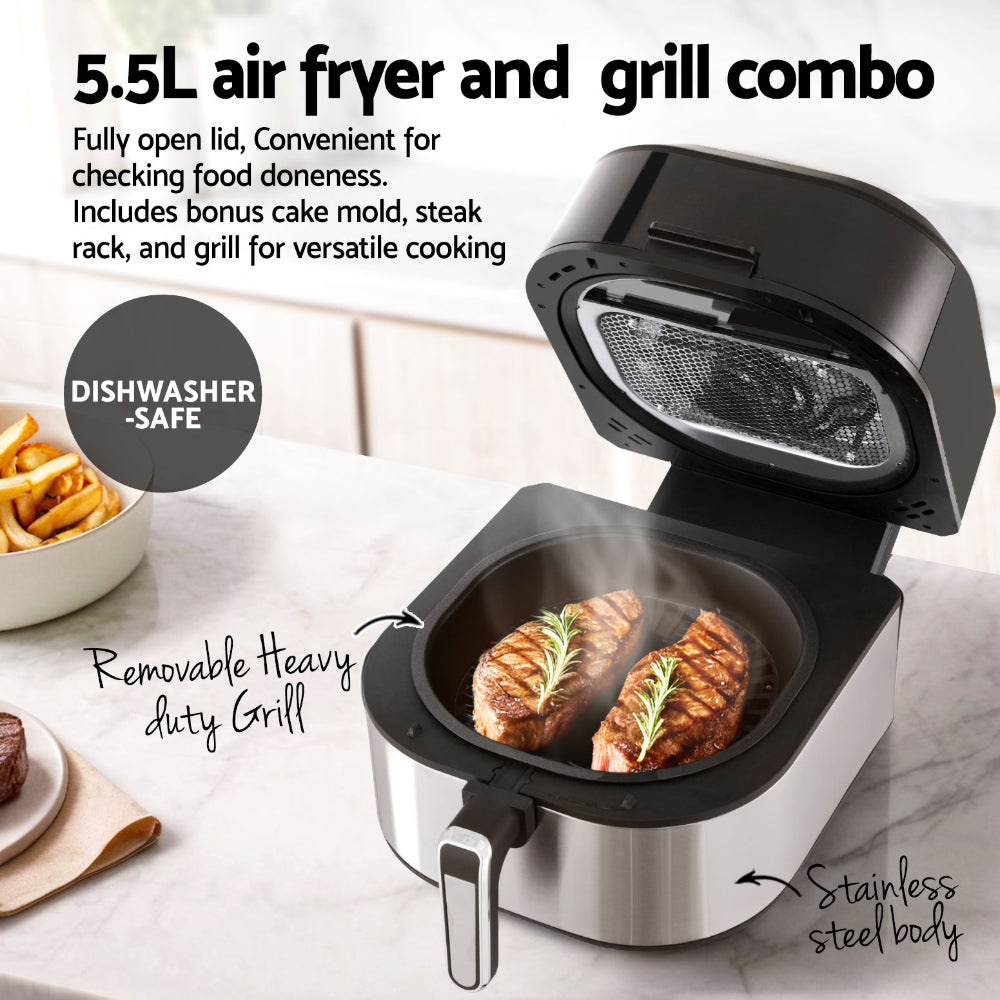 Devanti 5.5L Air Fryer & Grill LCD Fryers 1500W - Flavour Fushion Cooking Shop