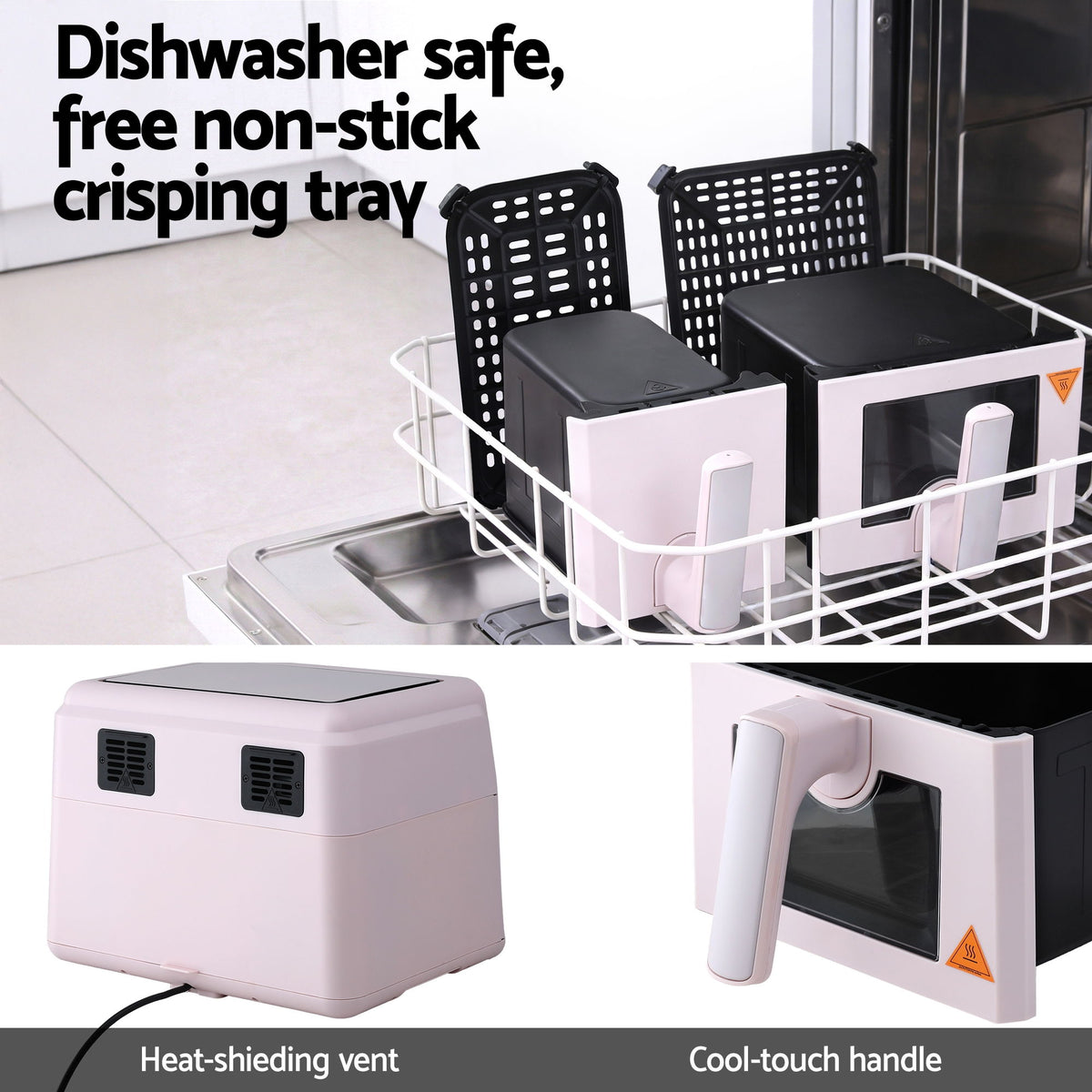 Devanti Air Fryer 9L Dual Zone Fryers 2600W Pink - Flavour Fushion Cooking Shop