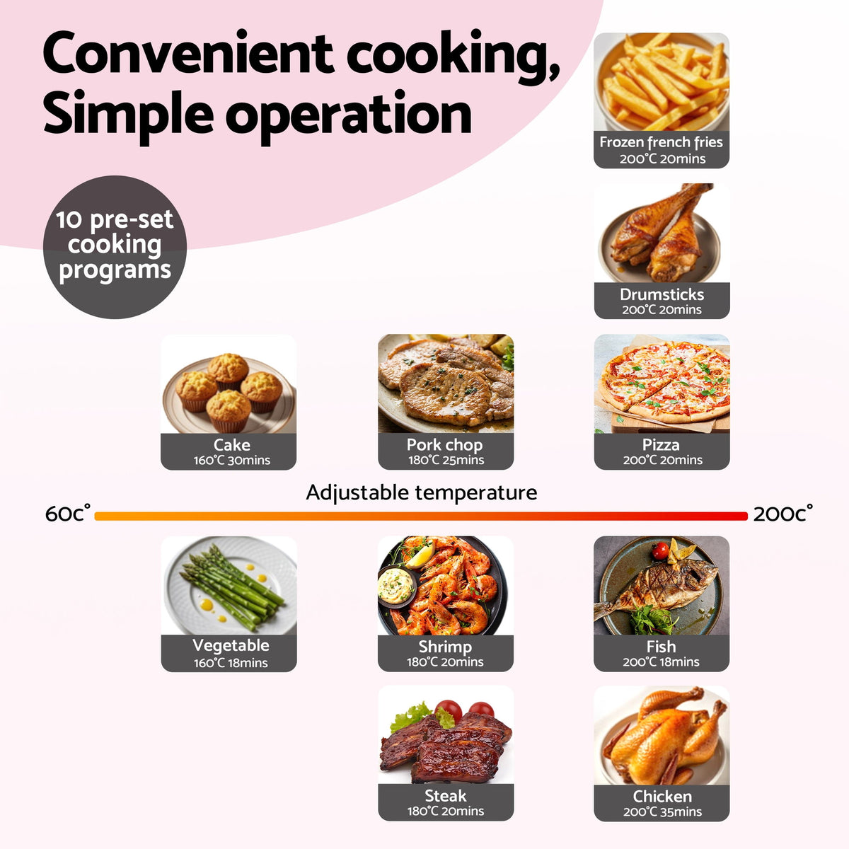 Devanti Air Fryer 9L Dual Zone Fryers 2600W Pink - Flavour Fushion Cooking Shop