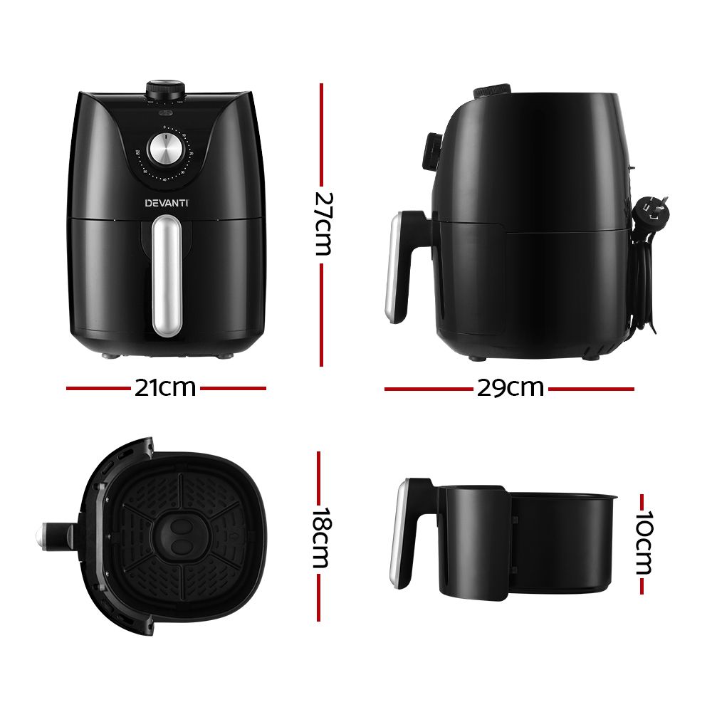 Devanti Air Fryer 2.5L Knob Fryers - Flavour Fushion Cooking Shop