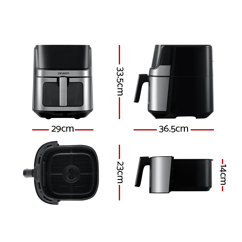 Devanti Air Fryer 6.5L LCD Fryers Clear Window - Flavour Fushion Cooking Shop