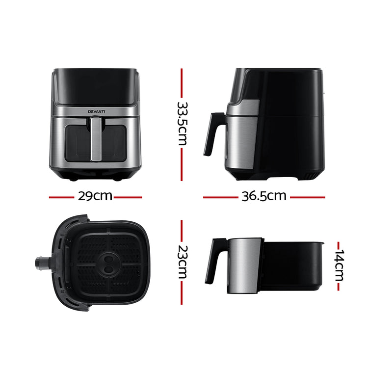 Devanti Air Fryer 6.5L LCD Fryers Clear Window - Flavour Fushion Cooking Shop