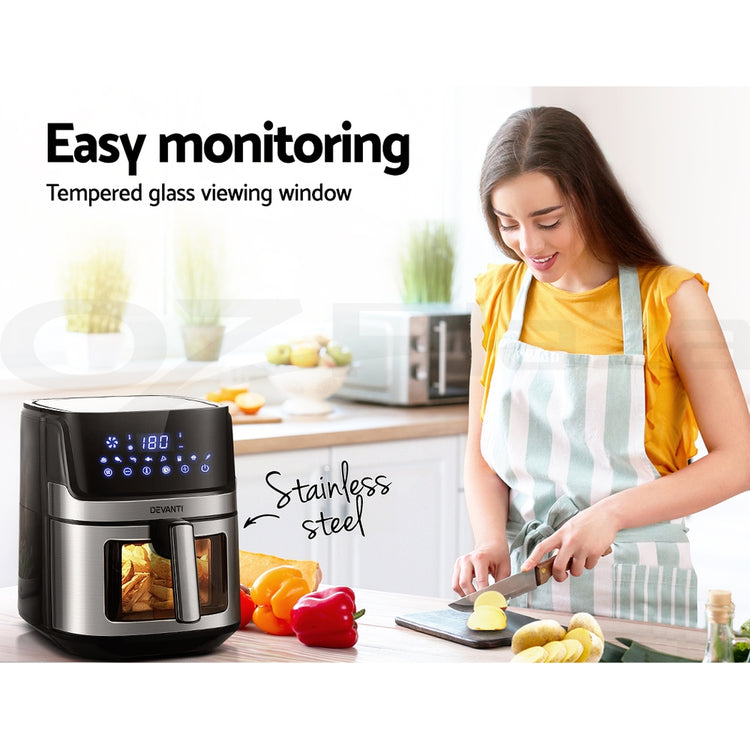 Devanti Air Fryer 6.5L LCD Fryers Clear Window - Flavour Fushion Cooking Shop