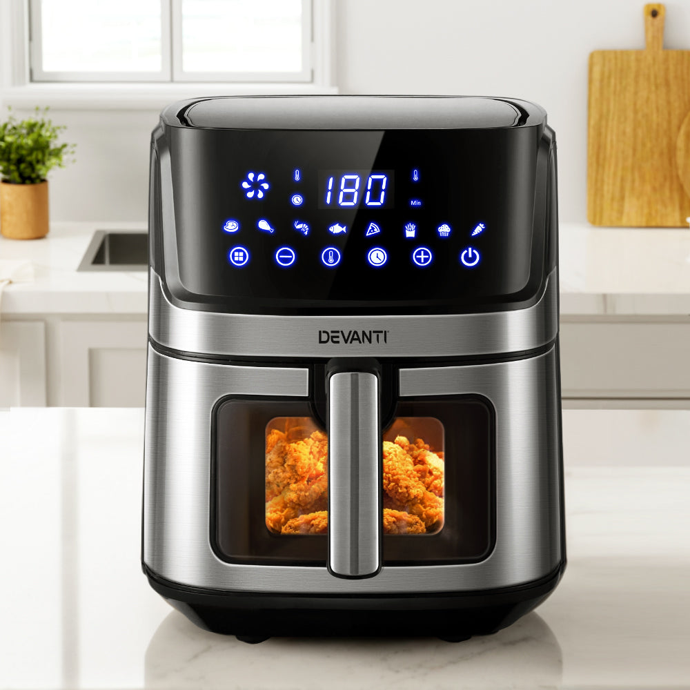 Devanti Air Fryer 6.5L LCD Fryers Clear Window - Flavour Fushion Cooking Shop