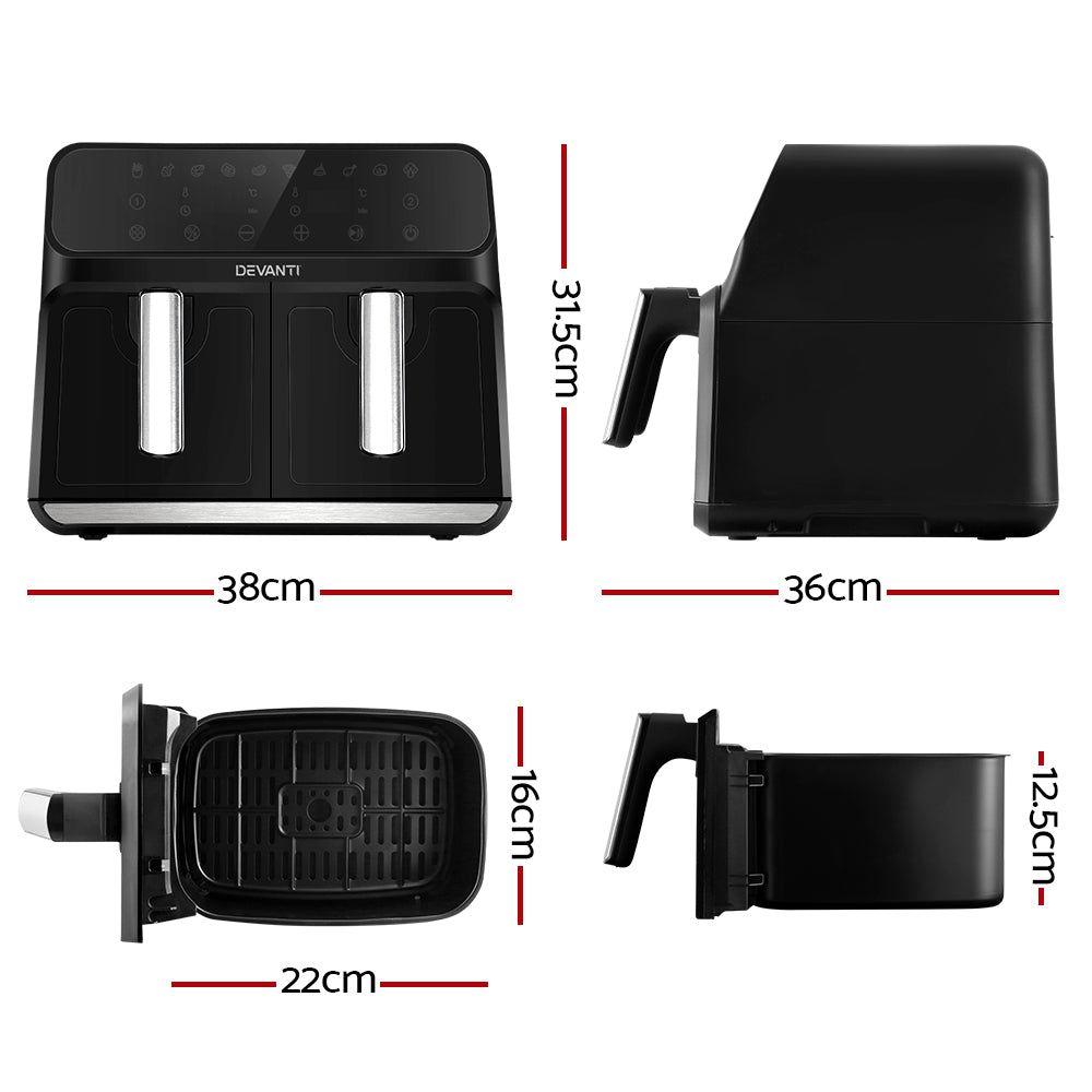 Devanti Air Fryer 8L Dual Zone Fryers - Flavour Fushion Cooking Shop